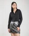 Falda Mini Lentejuela,PLATEADO